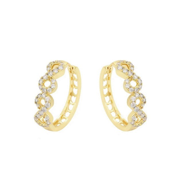 Arracadas Infinito Dama Cristales Oro 14K Laminado Dorado