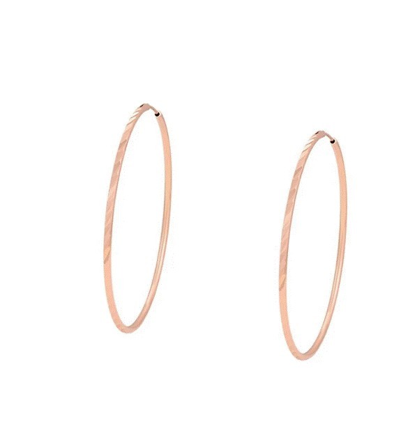 Arracadas 5 cm Tubulares Ligeras Facetas Oro Rosa 14K Laminado