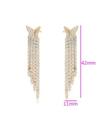 Aretes Mariposa Largos Fiesta Cristales Oro 14K Laminado Dorado