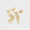 Aretes Mariposa Largos Fiesta Cristales Oro 14K Laminado Dorado