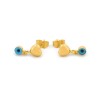 Aretes Corazón y Ojito 1.2 cm Oro Sólido 14k