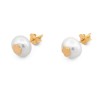 Aretes Perla Natural Cultivada Con Flor Oro Sólido 14k