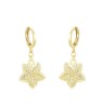 Aretes Colgantes Para Dama Flor Pensamiento Oro 14K Laminado Dorado