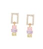 Aretes Largos Cristales Multicolor Pastel Oro 14K Laminado Dorado