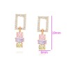 Aretes Largos Cristales Multicolor Pastel Oro 14K Laminado Dorado