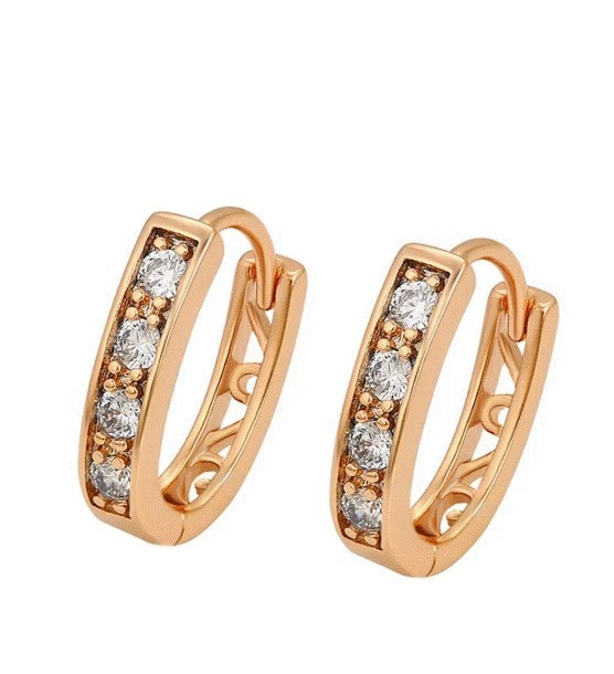 Arracadas Para Niña o Adulto Con Cristales Oro 18K Laminado Dorado