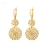 Aretes Colgantes Circulos Grecas Dama Oro 14K Laminado Dorado