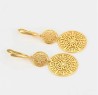 Aretes Colgantes Circulos Grecas Dama Oro 14K Laminado Dorado