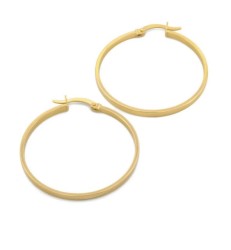 Arracadas Lisas 3.2 Cm Oro Italiano Sólido 14k