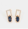 Aretes Colgantes Fiesta Cristales y Zafiro Oro 14K Laminado Dorado