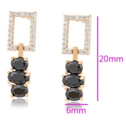 Aretes Colgantes Fiesta Cristales y Onix Oro 14K Laminado Dorado