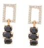 Aretes Colgantes Fiesta Cristales y Onix Oro 14K Laminado Dorado