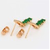 Aretes Con Cristales y Esmeraldas Colgantes Oro 14K Laminado Dorado