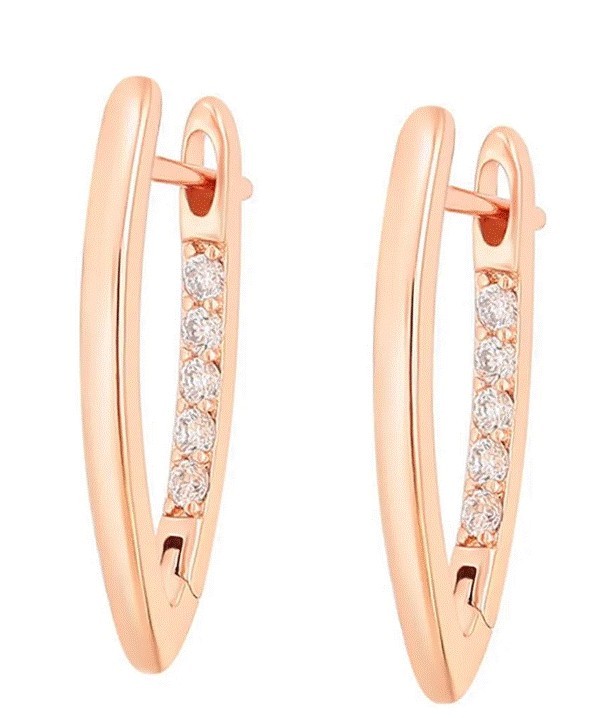 Arracadas en Forma de V Con Cristales Oro Rosa 14K Laminado