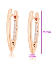 Arracadas en Forma de V Con Cristales Oro Rosa 14K Laminado