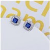 Aretes Para Dama Con Zafiro y Cristales Oro 14k Laminado Blanco