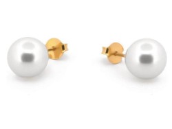Aretes Perla Natural Cultivada 7 mm Oro Sólido 14k