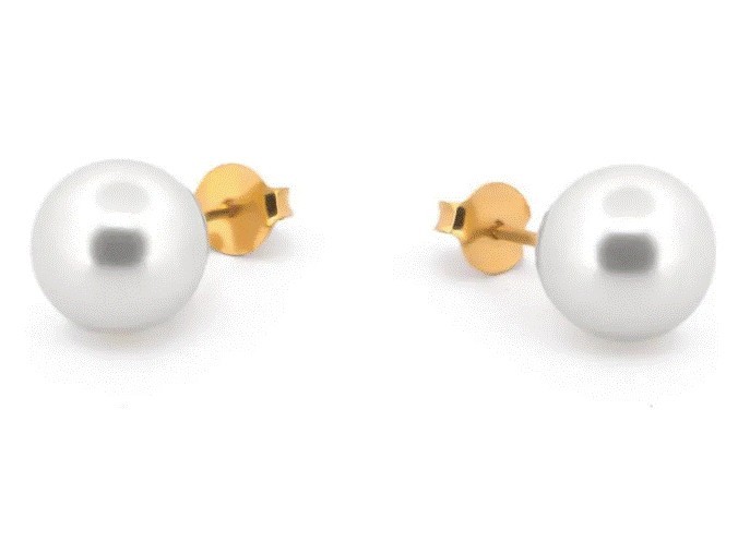Aretes Perla Natural Cultivada 7 mm Oro Sólido 14k