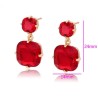 Aretes Colgantes Cuadrados Rubí Oro 18K Laminado Dorado