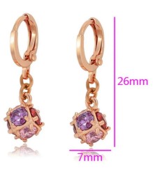 Aretes Bola de Fuego Cristales Oro Rosa 14K Laminado