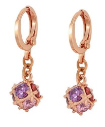 Aretes Bola de Fuego Cristales Oro Rosa 14K Laminado