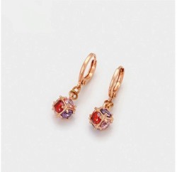 Aretes Bola de Fuego Cristales Oro Rosa 14K Laminado