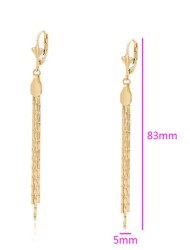 Aretes Largos Fiesta Flor de Lis Dama Oro 14K Laminado Dorado