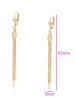 Aretes Largos Fiesta Flor de Lis Dama Oro 14K Laminado Dorado
