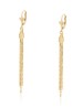 Aretes Largos Fiesta Flor de Lis Dama Oro 14K Laminado Dorado