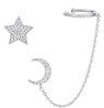 Aretes Cuff Estrella Luna Cristal Oro Blanco 14K Laminado