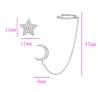 Aretes Cuff Estrella Luna Cristal Oro Blanco 14K Laminado