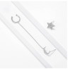 Aretes Cuff Estrella Luna Cristal Oro Blanco 14K Laminado