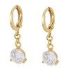 Aretes Zirconia Diamante Colgante Oro 14K Laminado Dorado