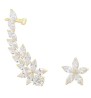 Par Aretes Cuff Margarita Cristal Austriaco Oro Laminado 18k Dorado