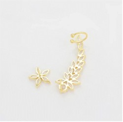 Par Aretes Cuff Margarita Cristal Austriaco Oro Laminado 18k Dorado