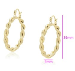 Arracadas Trenzadas Caramelo Grandes Oro 14K Laminado Dorado