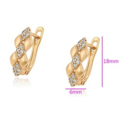 Aretes Para Dama Rombos Cristales Austriacos Oro 14K Laminado Dorado