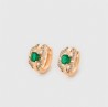 Arracadas Dama Con Esmeralda Y Cristales Oro 18K Laminado Dorado