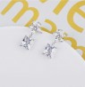 Aretes Colgantes Flor Cristal Oro Blanco 14K Laminado