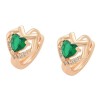 Arracadas Corazón Esmeralda y Cristales de Oro 18K Laminado Dorado