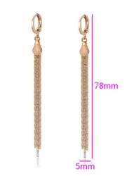 Aretes de Oro Laminado 14K Largos Cadenas Colgantes Dama Dorado