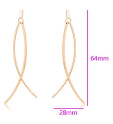 Modernos Aretes De Oro Laminado 14K Largos Colgantes Dama Dorado