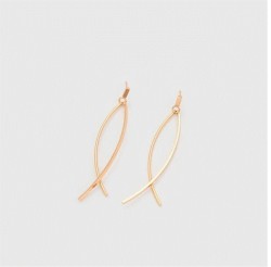 Modernos Aretes De Oro Laminado 14K Largos Colgantes Dama Dorado