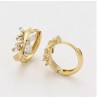 Aretes Arracadas Dama Hojas Con Cristales Oro 14K Laminado Dorado