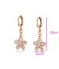Aretes Flor Colgante Cristales Oro Rosa 14K Laminado