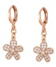 Aretes Flor Colgante Cristales Oro Rosa 14K Laminado