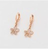 Aretes Flor Colgante Cristales Oro Rosa 14K Laminado