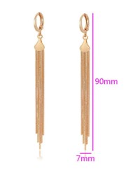 Aretes Largos Fiesta Dama Cadenas Colgantes Oro 18K Laminado Dorado
