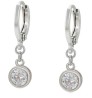 Aretes Cristal Colgante Para Dama Oro 14K Laminado Blanco