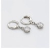 Aretes Cristal Colgante Para Dama Oro 14K Laminado Blanco